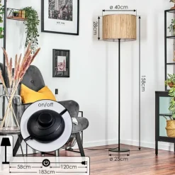 hofstein Bongal Lampadaire Écru, 1 lumière