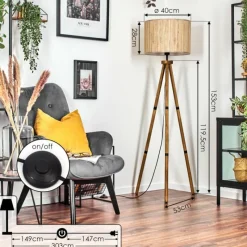 Luminaires Scandinaves-hofstein Bongal Lampadaire Écru, 1 lumière