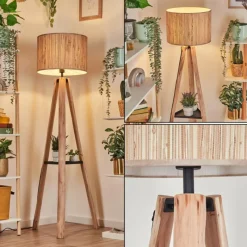 Luminaires Scandinaves-hofstein Bongal Lampadaire Écru, Noir, 1 lumière