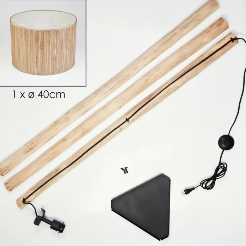 Luminaires Scandinaves-hofstein Bongal Lampadaire Écru, Noir, 1 lumière