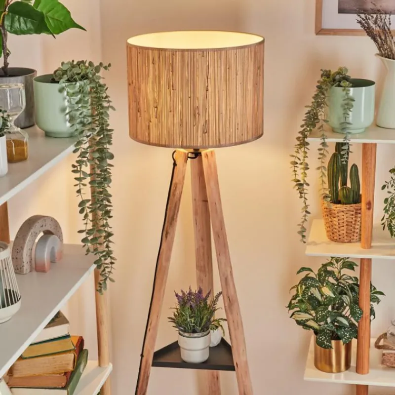 Luminaires Scandinaves-hofstein Bongal Lampadaire Écru, Noir, 1 lumière