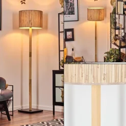 Luminaires Scandinaves-hofstein Bongal Lampadaire Écru, Noir, 1 lumière