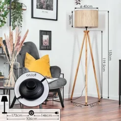 Luminaires Scandinaves-hofstein Bongal Lampadaire Écru, Noir, 1 lumière