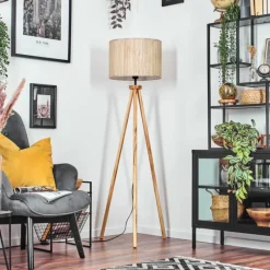 Luminaires Scandinaves-hofstein Bongal Lampadaire Écru, Noir, 1 lumière