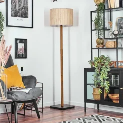 Luminaires Scandinaves-hofstein Bongal Lampadaire Écru, Noir, 1 lumière