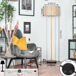 Luminaires Scandinaves-hofstein Bongal Lampadaire Écru, Noir, 1 lumière