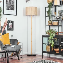 Luminaires Scandinaves-hofstein Bongal Lampadaire Écru, Noir, 1 lumière