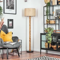 Luminaires Scandinaves-hofstein Bongal Lampadaire Écru, Noir, 1 lumière