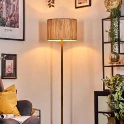 Luminaires Scandinaves-hofstein Bongal Lampadaire Écru, Noir, 1 lumière