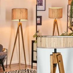 Style Boho-Chic-hofstein Bongal Lampadaire, Liseuse Écru, Noir, 1 lumière