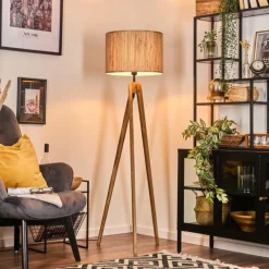 Style Boho-Chic-hofstein Bongal Lampadaire, Liseuse Écru, Noir, 1 lumière