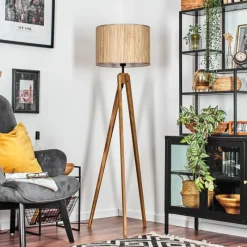 Style Boho-Chic-hofstein Bongal Lampadaire, Liseuse Écru, Noir, 1 lumière