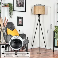 hofstein Bongal Lampadaire Noir, 1 lumière