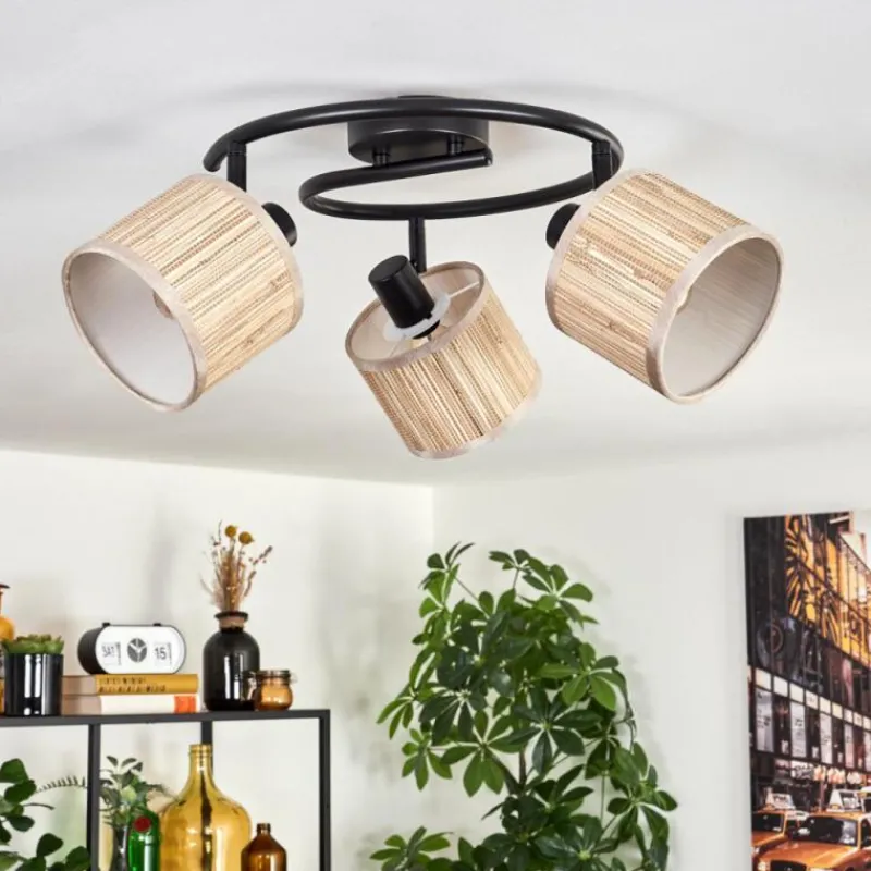 Lampes En Tissu-hofstein Bongal Plafonnier Noir, 3 lumières