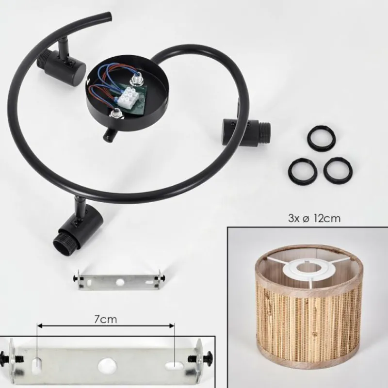 Lampes En Tissu-hofstein Bongal Plafonnier Noir, 3 lumières