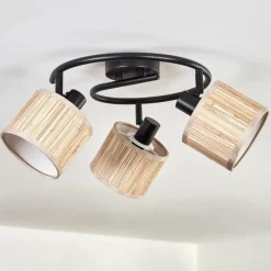 Lampes En Tissu-hofstein Bongal Plafonnier Noir, 3 lumières