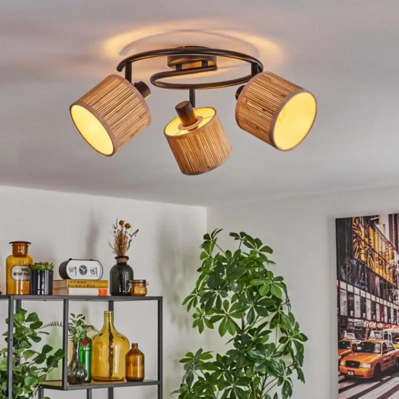 Lampes En Tissu-hofstein Bongal Plafonnier Noir, 3 lumières