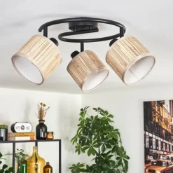 Lampes En Tissu-hofstein Bongal Plafonnier Noir, 3 lumières