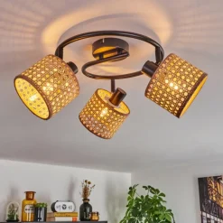 Luminaires Scandinaves-hofstein Bongal Plafonnier Noir, 3 lumières