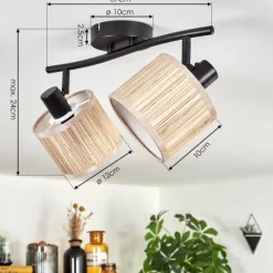 Luminaires Scandinaves-hofstein Bongal Plafonnier Noir, 2 lumières