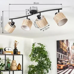 Lampes En Tissu-hofstein Bongal Plafonnier Noir, 4 lumières