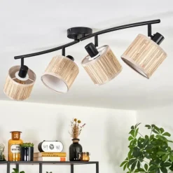 Lampes En Tissu-hofstein Bongal Plafonnier Noir, 4 lumières