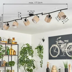 hofstein Bongal Plafonnier Noir, 6 lumières