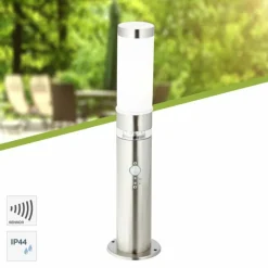 Luminaires Brilliant Borne d'éclairage Brilliant Bole Acier inoxydable, 1 lumière, Détecteur de mouvement