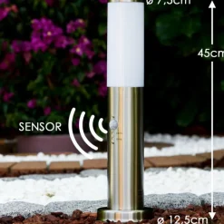 hofstein Borne d'éclairage Caserta Acier inoxydable, 1 lumière, Détecteur de mouvement