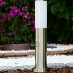 hofstein Borne d'éclairage Caserta Acier inoxydable, 1 lumière, Détecteur de mouvement