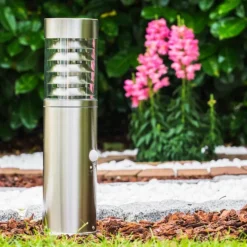 hofstein Borne d'éclairage Dakar Acier inoxydable, 1 lumière, Détecteur de mouvement