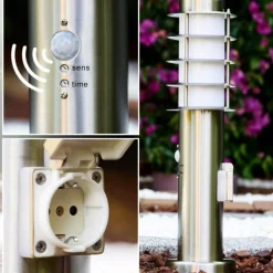 hofstein Borne d'éclairage Tunes Acier inoxydable, 1 lumière, Détecteur de mouvement