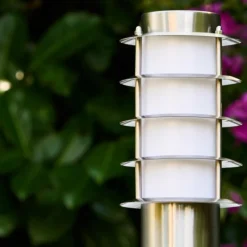 hofstein Borne d'éclairage Tunes Acier inoxydable, 1 lumière, Détecteur de mouvement