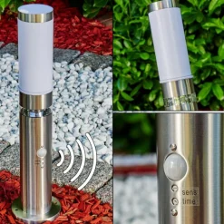 hofstein Borne d'éclairage Walise Acier inoxydable, 1 lumière, Détecteur de mouvement