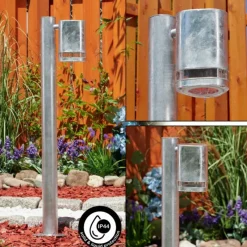 hofstein Borne lumineuse Amyton Acier inoxydable, Transparent, Zingué, 1 lumière