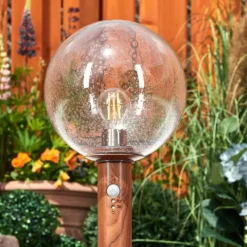 Lampes Vintages & Rétros-hofstein Borne lumineuse Bubodefo Brun, Couleur bois, 1 lumière, Détecteur de mouvement