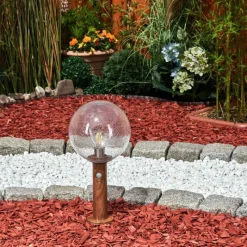 Lampes Vintages & Rétros-hofstein Borne lumineuse Bubodefo Brun, Couleur bois, 1 lumière, Détecteur de mouvement