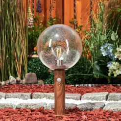 Lampes Vintages & Rétros-hofstein Borne lumineuse Bubodefo Brun, Couleur bois, 1 lumière, Détecteur de mouvement