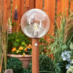 hofstein Borne lumineuse Bubodefo Brun, Couleur bois, 1 lumière, Détecteur de mouvement