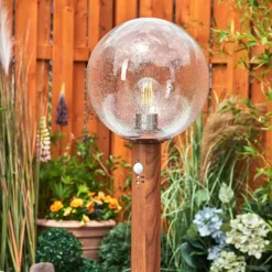 hofstein Borne lumineuse Bubodefo Brun, Couleur bois, 1 lumière, Détecteur de mouvement