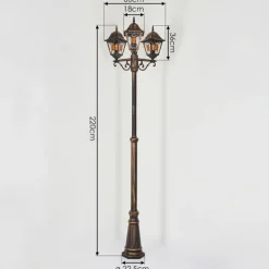 Luminaires Rustiques-hofstein Borne lumineuse Halla Brun, Or, Noir, 3 lumières