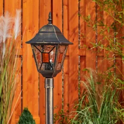 Luminaires Rustiques-hofstein Borne lumineuse Halla Or, Noir, 1 lumière