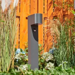 hofstein Borne lumineuse Kingstown Anthracite, 1 lumière, Détecteur de mouvement