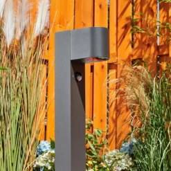 hofstein Borne lumineuse Kingstown Anthracite, 1 lumière, Détecteur de mouvement