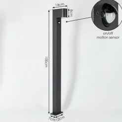 hofstein Borne lumineuse Kingstown Anthracite, 1 lumière, Détecteur de mouvement