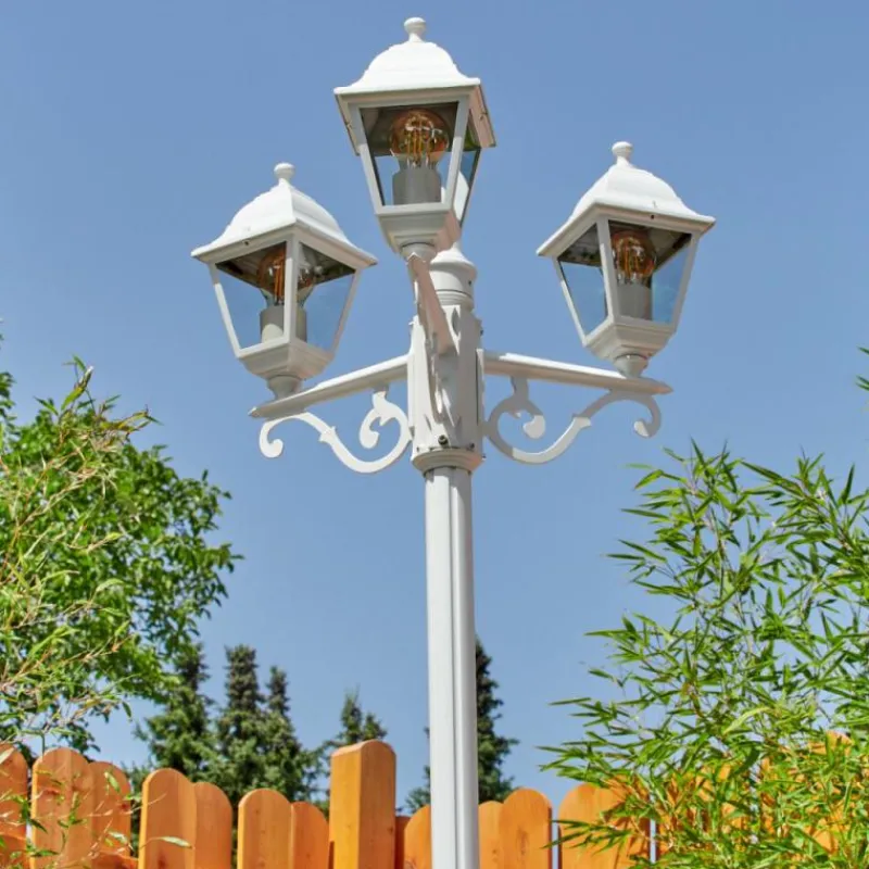 Luminaires Rustiques-hofstein Borne lumineuse Murto Blanc, 3 lumières