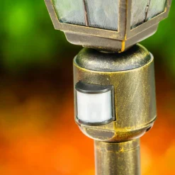 Luminaires Rustiques-hofstein Borne lumineuse Antibes Brun doré, 1 lumière, Détecteur de mouvement