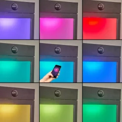 hofstein Borne lumineuse Begg LED Noir, 1 lumière, Détecteur de mouvement, Changeur de couleurs