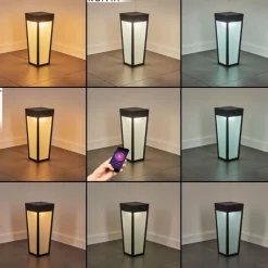 hofstein Borne lumineuse Begg LED Noir, 1 lumière, Détecteur de mouvement, Changeur de couleurs