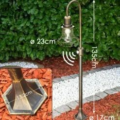 Lampes Dorées-hofstein Borne lumineuse BORKAN Brun doré, 1 lumière, Détecteur de mouvement